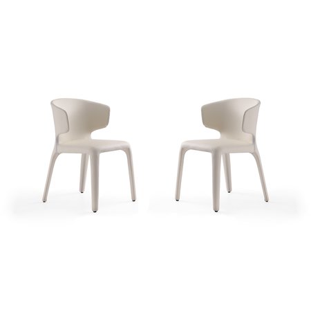 MANHATTAN COMFORT Conrad Leather Dining Chair in Cream (Set of 2) DC031-CR